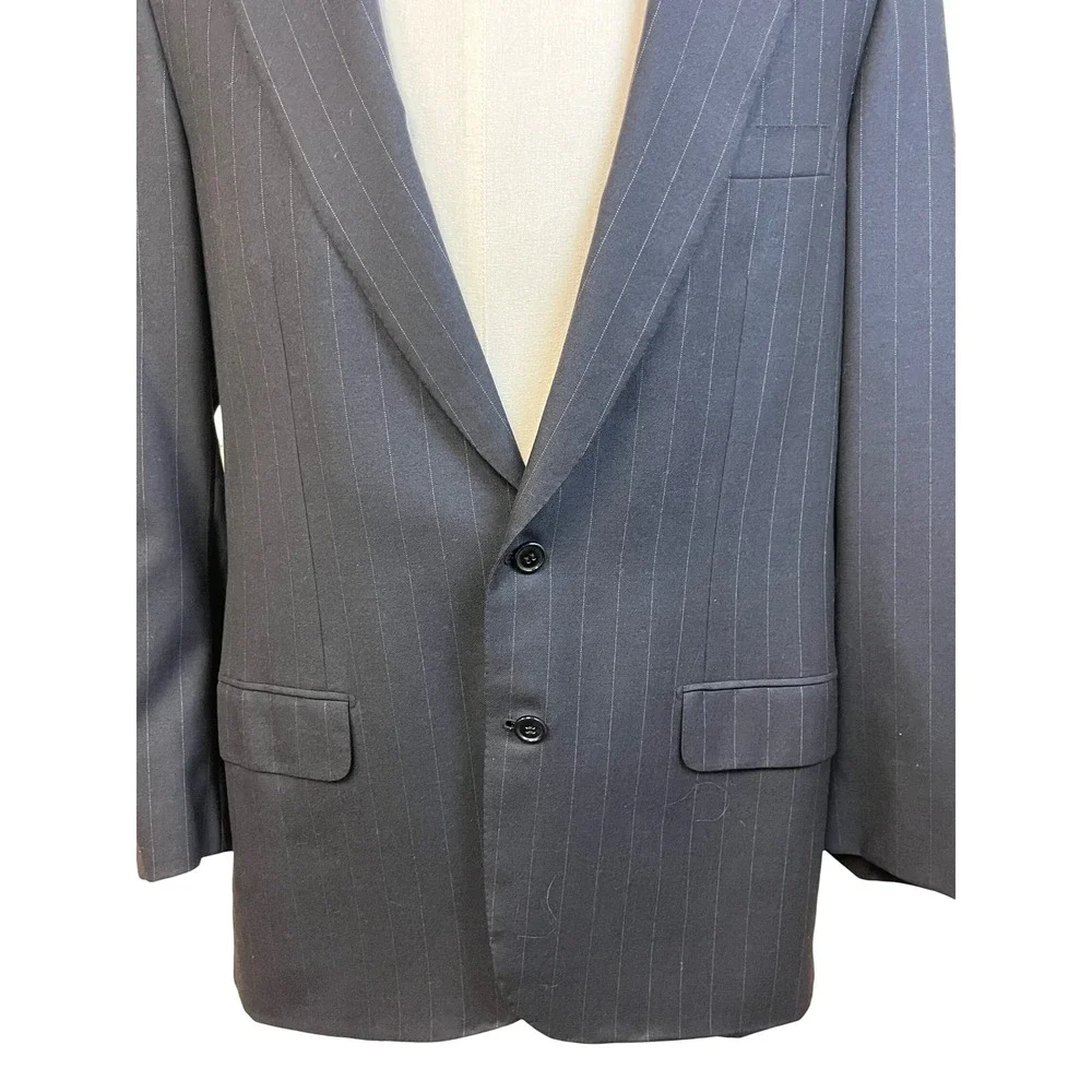 BRIONI Blazer Sport Coat 40L Blue‎ Pinstripe Wool Italy Luxury Professional